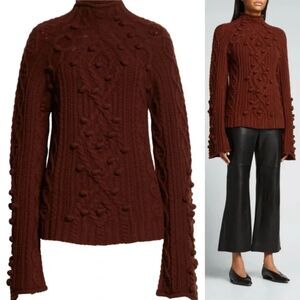 Rebecca Taylor Wool‑Cashmere Cable Knit Sweater Sz XL New